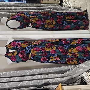 Lush Color Me Fall Floral Cutout Maxi Dress